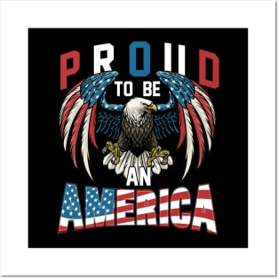 Proud To Be An American Graphic Eagle American Flag Ribbon Posters and Art